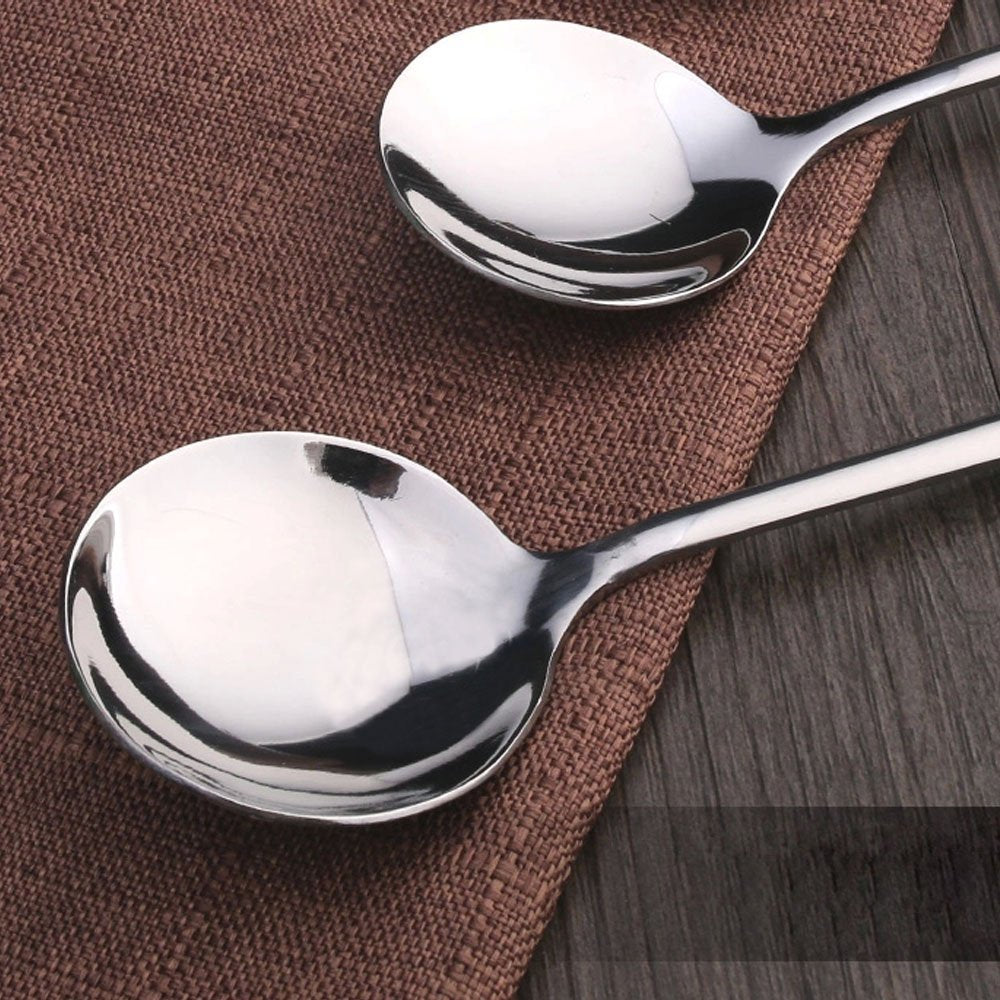 Horntide 6-Piece Soup Spoon Set Bouillon Spoon Flatware Stainless Steel Mirror Polishing 6.5-Inch 16.6Cm